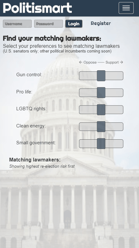 PolitiSmart app screenshot